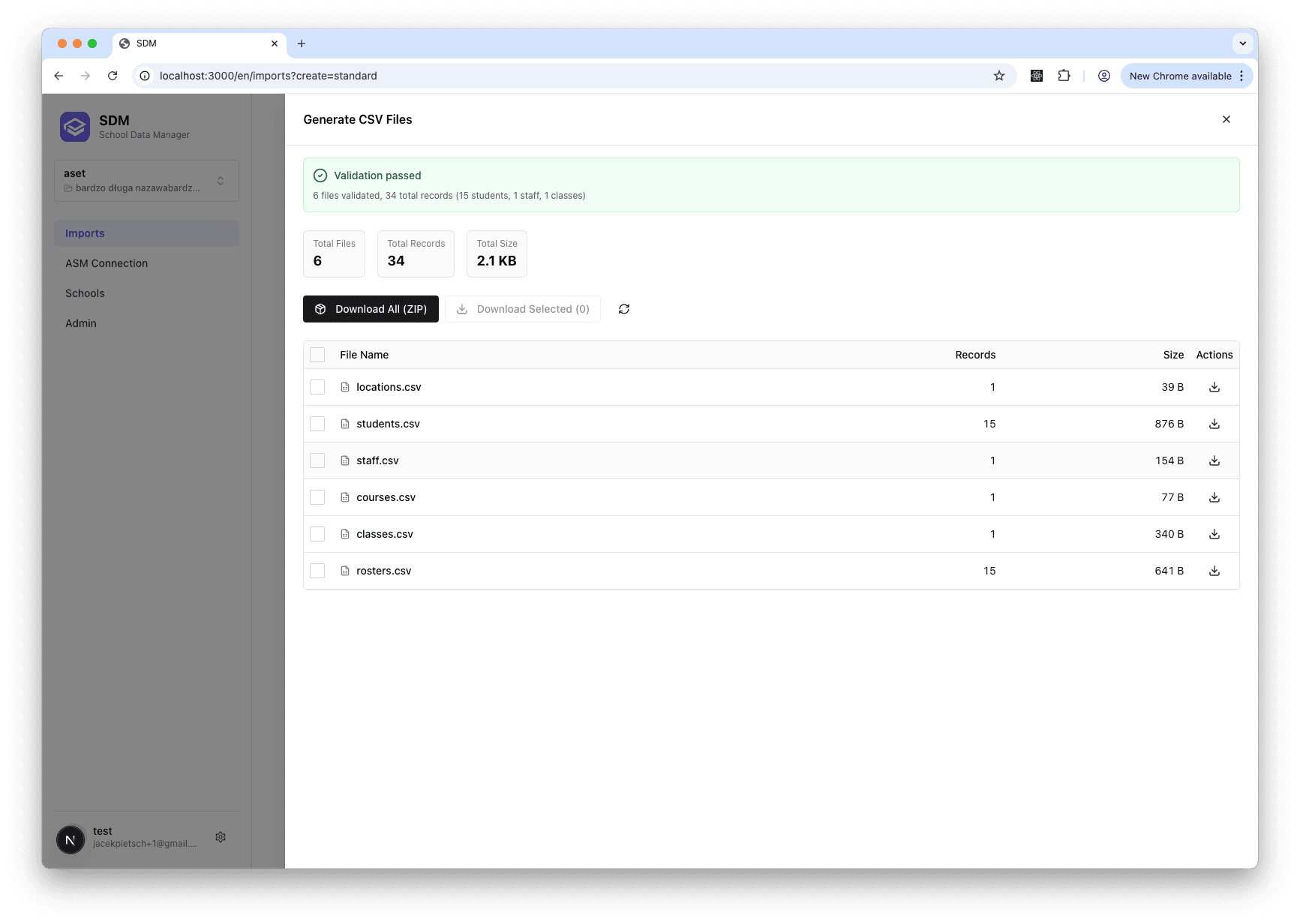 Generate CSV Files