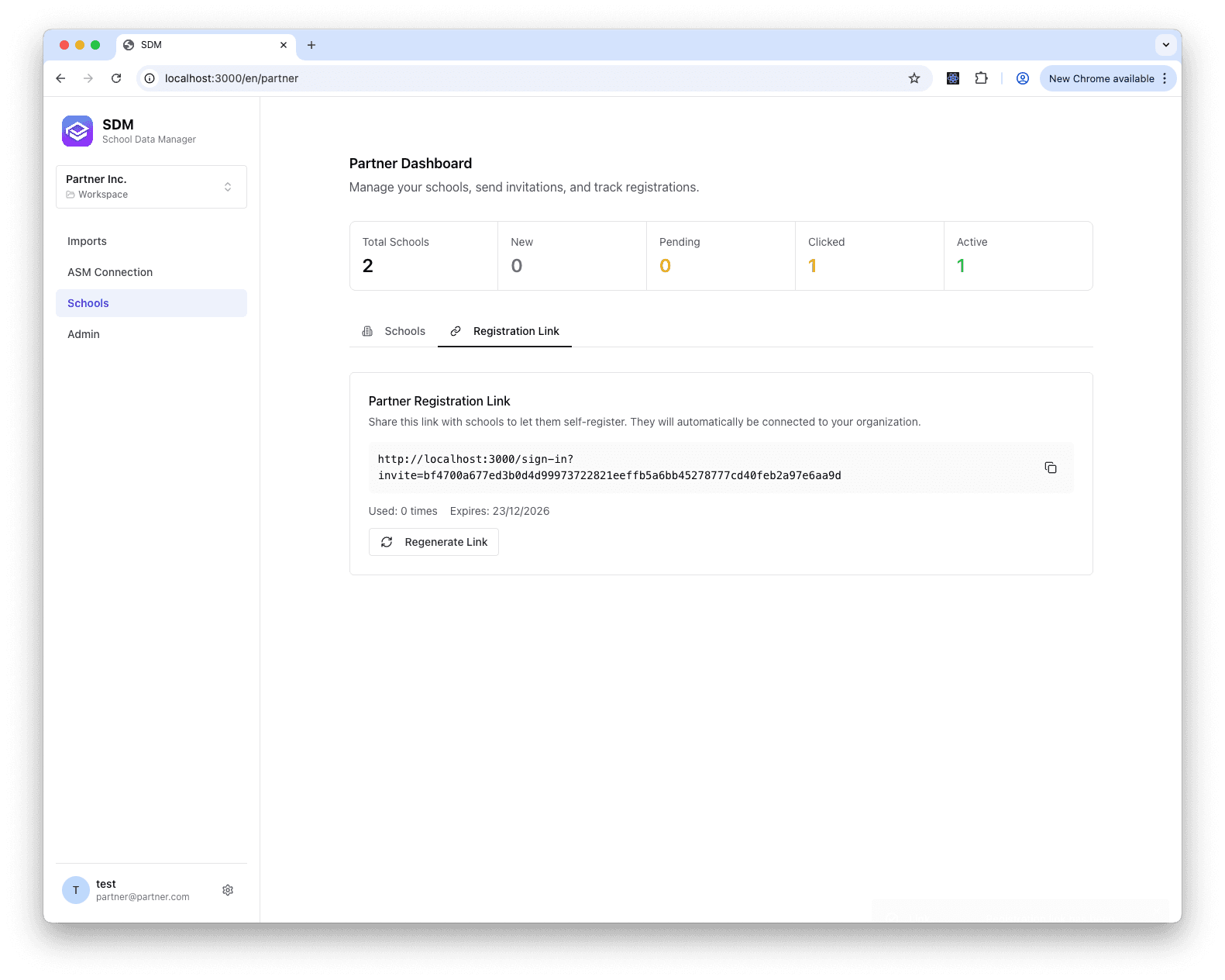 Generated Registration Link