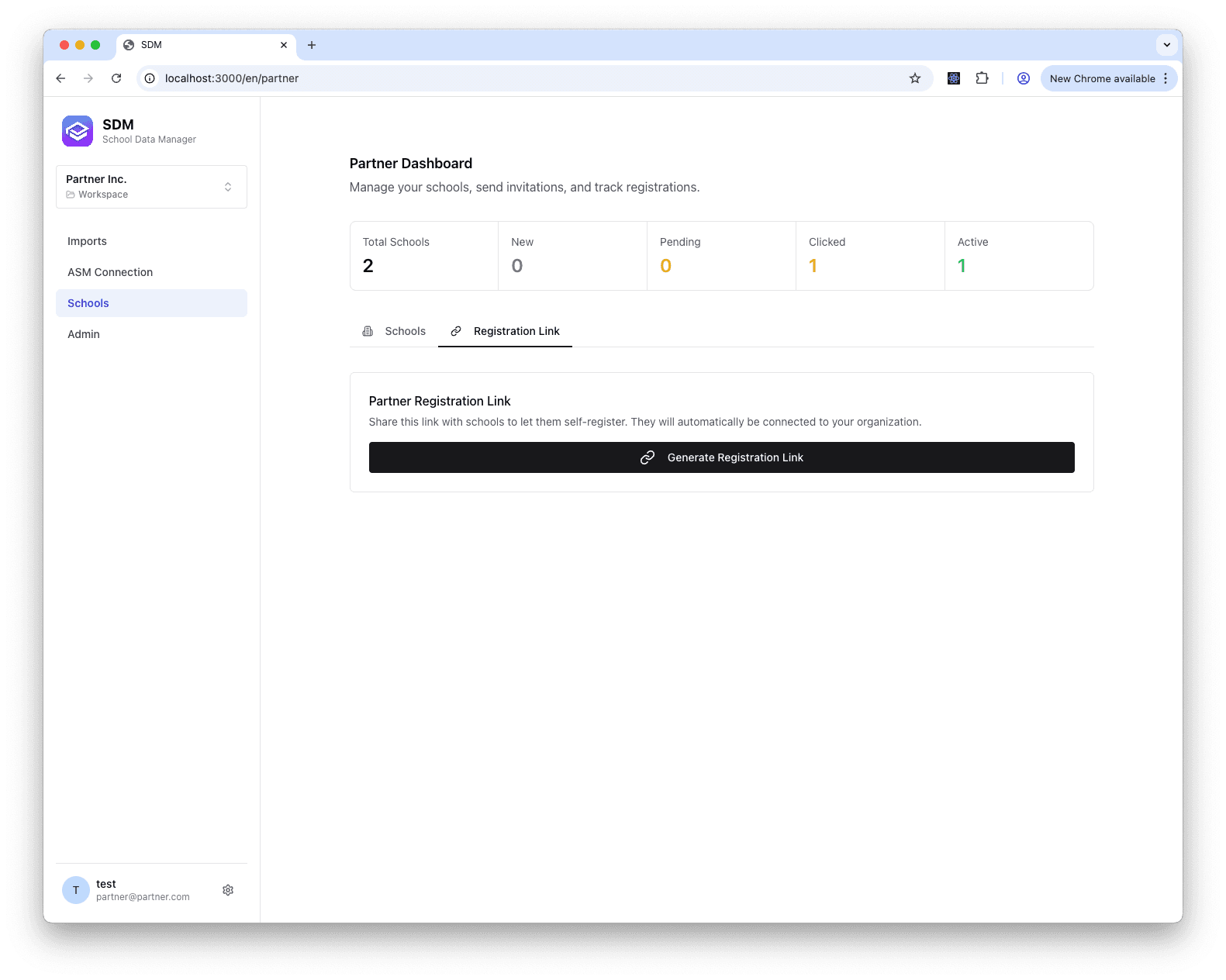 Registration Link Tab